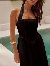 Devine Ruched Halter Neck Midi Dress OutfitFlow